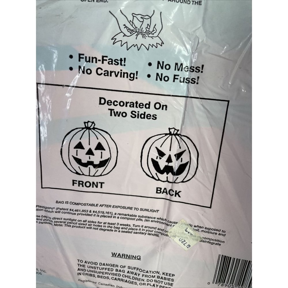 GIANT 140 Gallon PUMPKIN Leaf Bag Décor YARD ART Vintage Halloween Vintage - Picture 5 of 8